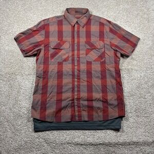 Vertx Mens Guardian Short Sleeve Plaid Tactical Shirt Red Brown Gray Large CCW